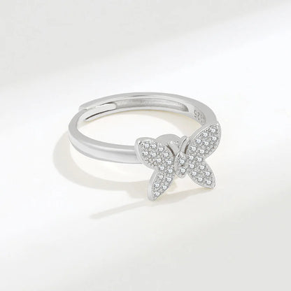 Silver Crystal Butterfly Fidget Ring