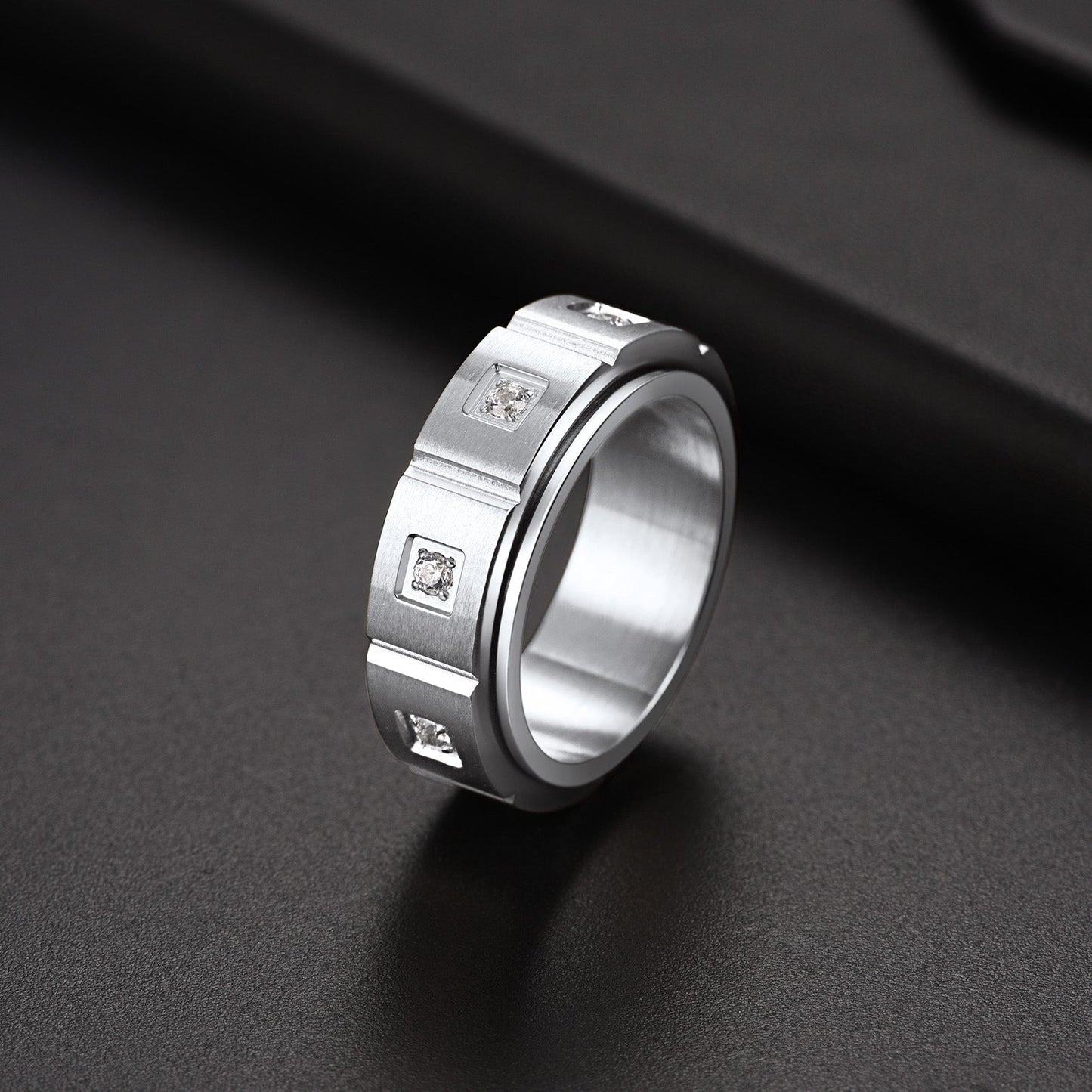 Zircon Fidget Ring for Anxiety Stainless Steel