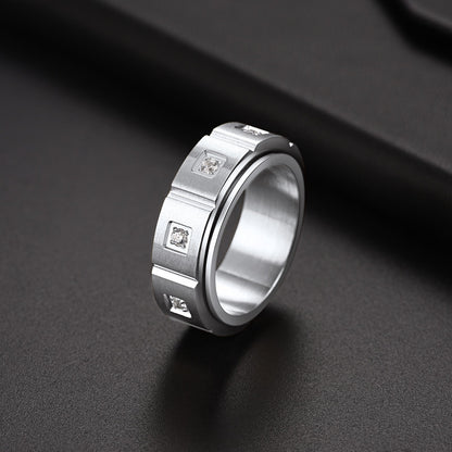 Zircon Fidget Ring for Anxiety Stainless Steel