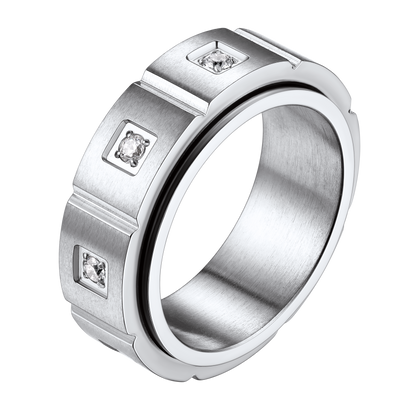 Zircon Fidget Ring for Anxiety Stainless Steel