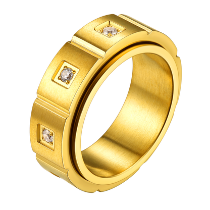 Zircon Fidget Ring for Anxiety Stainless Steel