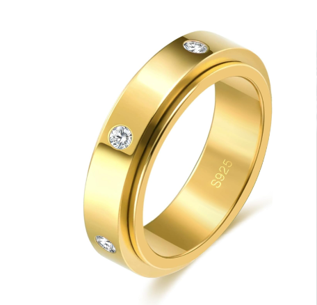 Gold Celestial Engraved Anxiety Ring