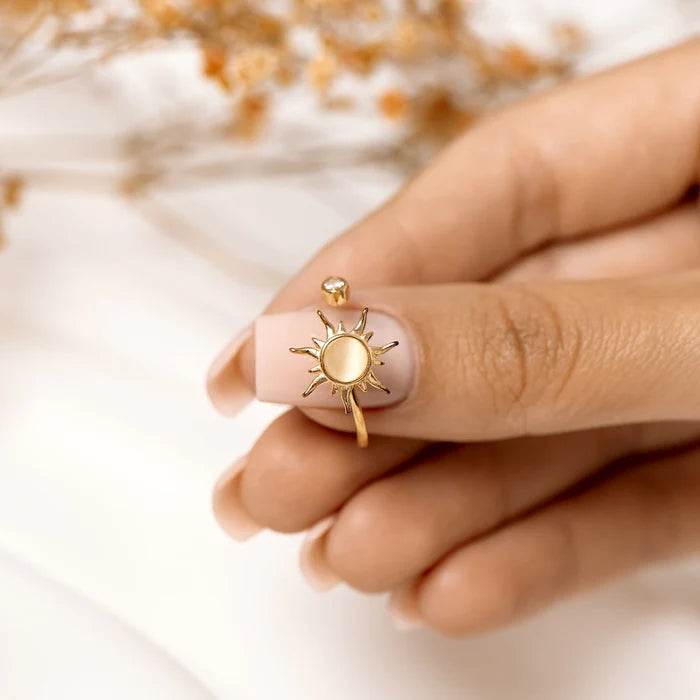 Sun Ring for Anxiety Sterling Adjustable