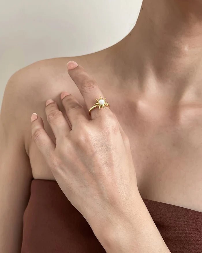 Sun Ring for Anxiety Sterling Adjustable