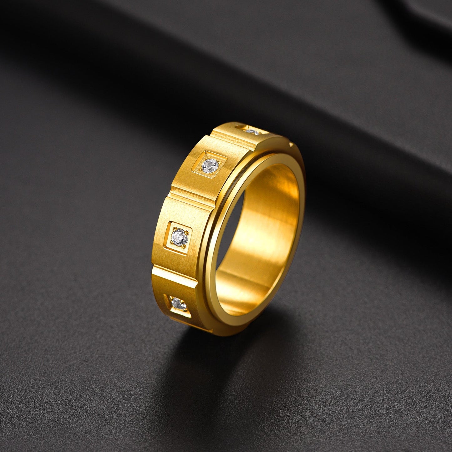 Zircon Fidget Ring for Anxiety Stainless Steel
