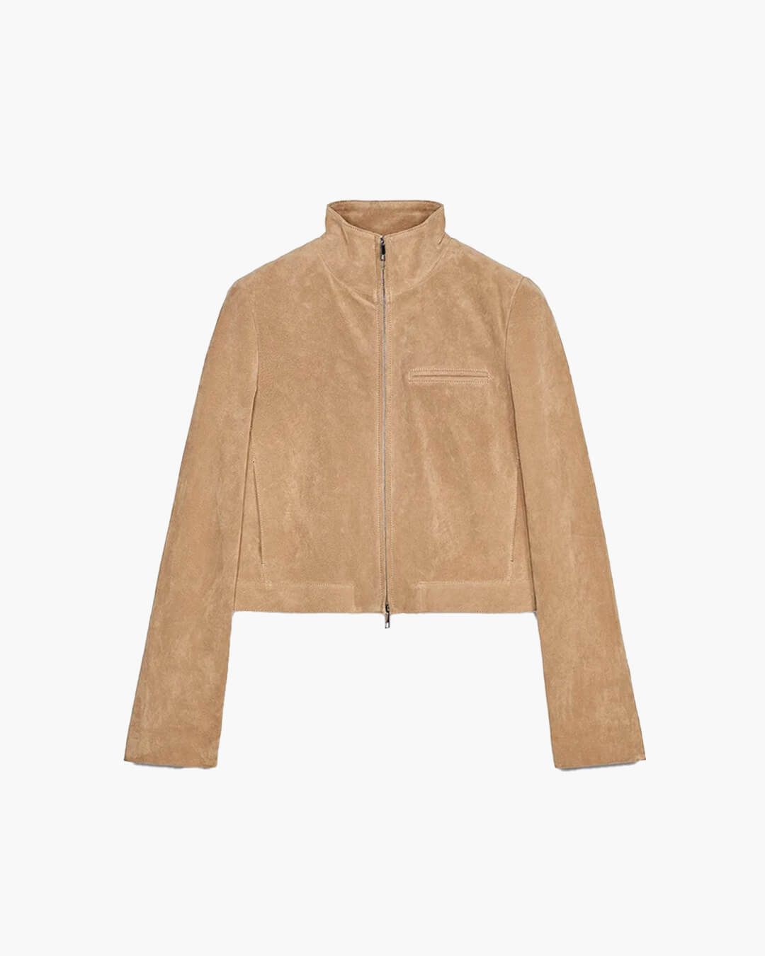 Jennelyn Suede Jacket with Stand Collar