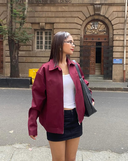 Riley Burgundy Bomber Jacket